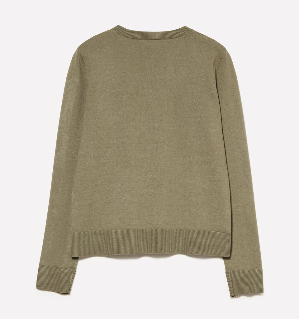Military green crew neck top - women's crew neck sweaters - Dark Green | Sisley image number 6